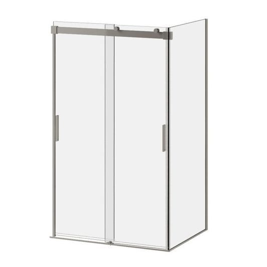 Kalia Akcess 48" x 77" Sliding Shower Door With Return Panel With Clear Glass - Brushed Nickel