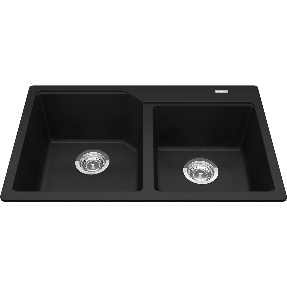 Kindred Granite Series 30.69" x 19.69" Drop in Double Bowl Granite Kitchen Sink in Matte Black