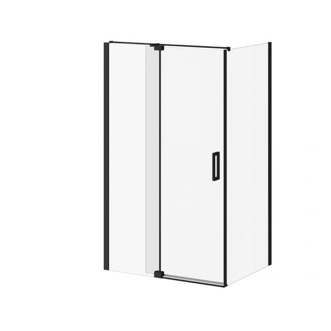 Kalia DISTINK 48" x 77" Pivot Shower Door With 36" Return Panel Clear Glass -Matte Black