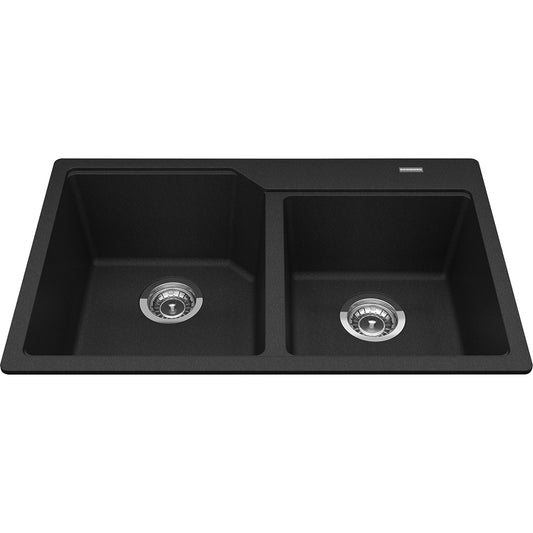 Kindred Granite 30.68" x 19.68" Drop-in Double Bowl Kitchen Sink Onyx
