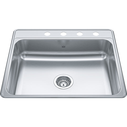 Kindred Creemore 25" x 22" Drop-in Single Bowl 4 Faucet Holes Stainless Steel Kitchen Sink