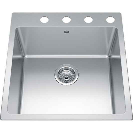 Kindred Brookmore 19.93" x 20.56" Drop in Single Bowl with 4 Faucet Holes Stainless Steel Kitchen Sink
