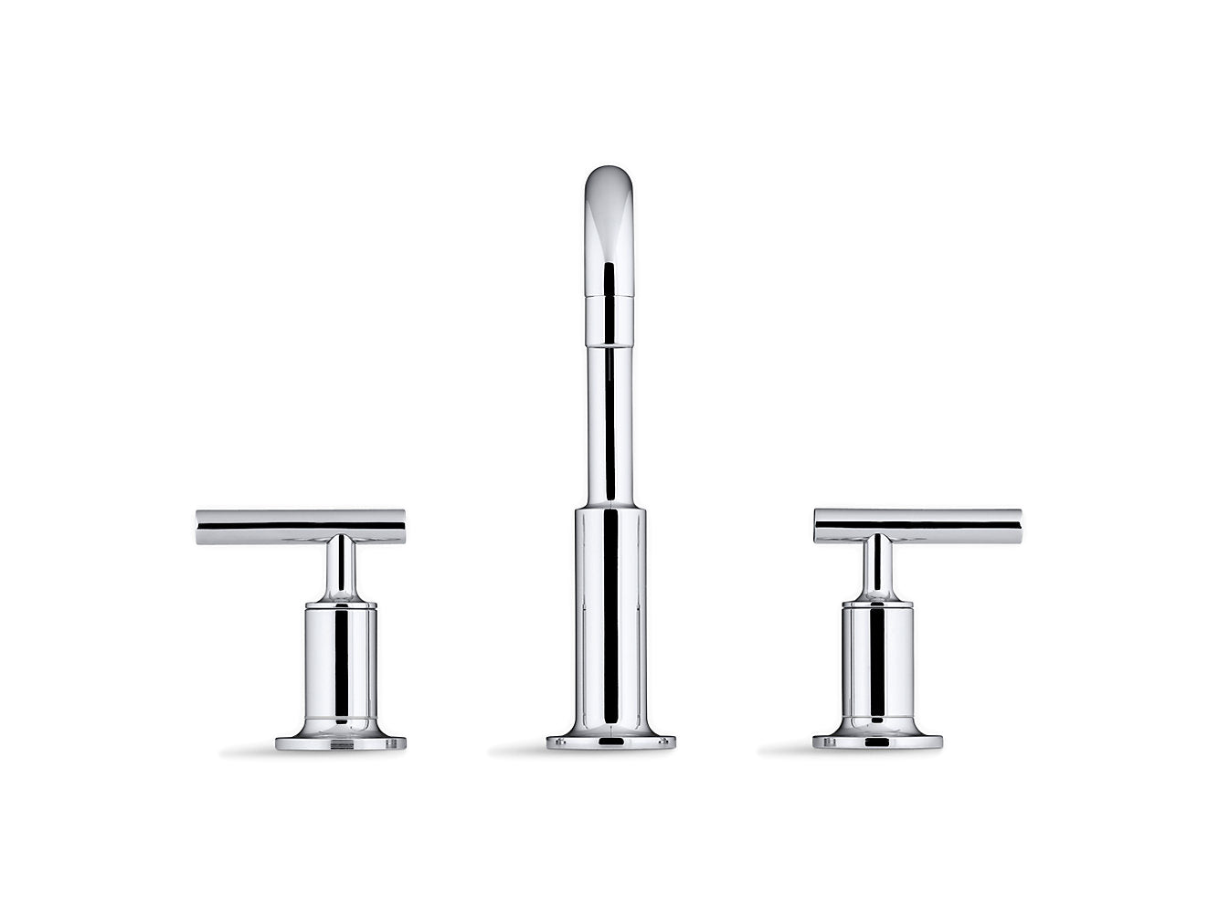 Kohler Purist Widespread Bathroom Sink Faucet With Low Lever Handles And Low Gooseneck Spout