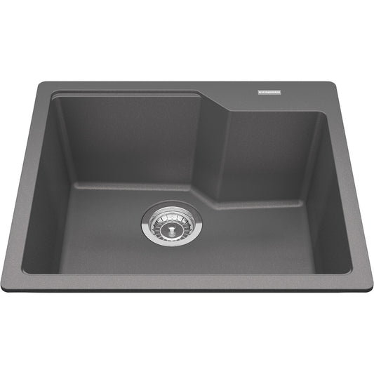 Kindred Granite 22" x 19.68" Drop-in Single Bowl Kitchen Sink Shadow Grey