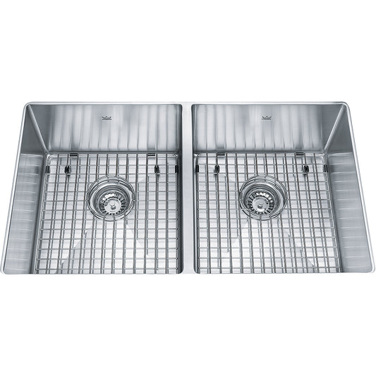Kindred 31" x 18" Double Bowl Undermount 18 Gauge Sink With Bottom Grids Stainless Steel
