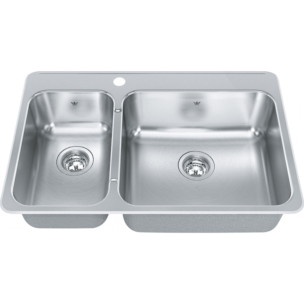 Kindred Steel Queen 31.25" x 30.5" 1-Hole Double Bowl Drop-in 20 Gauge Kitchen Sink Stainless Steel