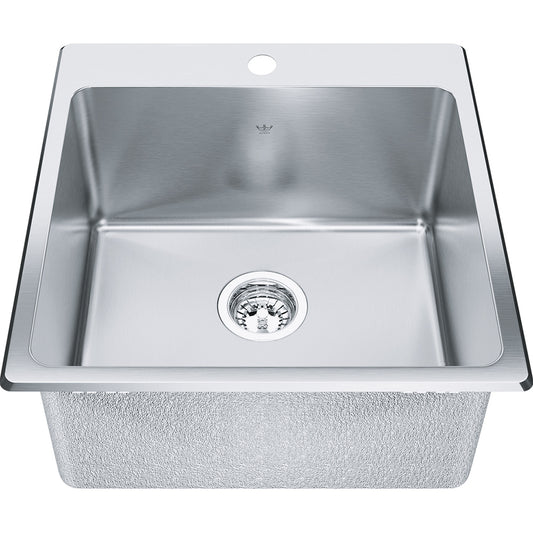 Kindred Steel Queen 20.13" x 20.56" 1-Hole Single Bowl Dual Mount Laundry Sink Stainless Steel
