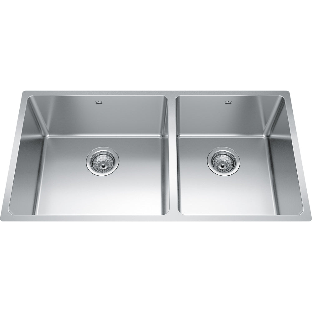 Kindred Brookmore 34.5" x 18.12" Undermount Double Bowl Stainless Steel Kitchen Sink