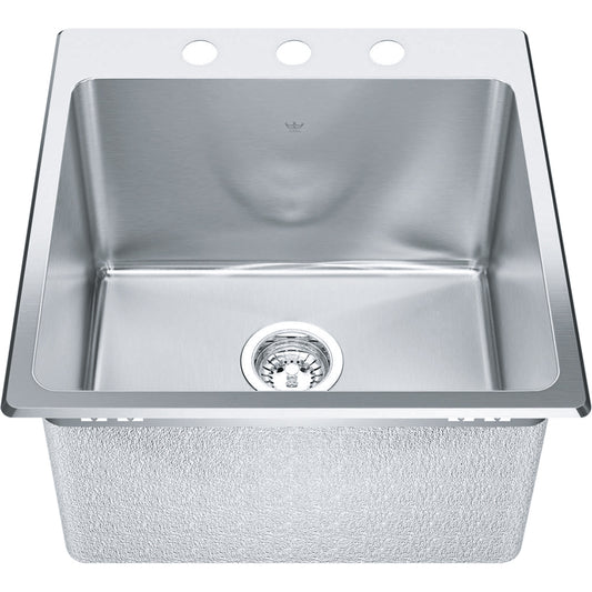 Kindred Steel Queen 20.13" x 20.56" 3-hole Single Bowl Dual Mount Sink Stainless Steel