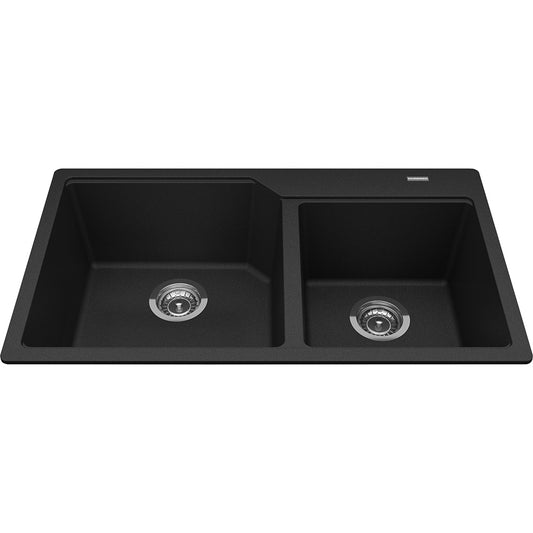 Kindred Granite 34" x 19.68" Drop-in Double Bowl Kitchen Sink Onyx