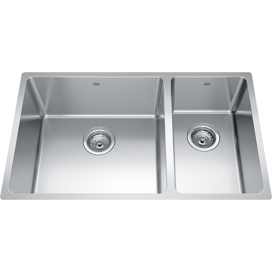 Kindred Brookmore 30.5" x 18.12" Undermount Double Bowl Stainless Steel Kitchen Sink