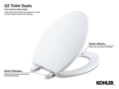 Kohler Lustra Quick Release Round Front Toilet Seat- White