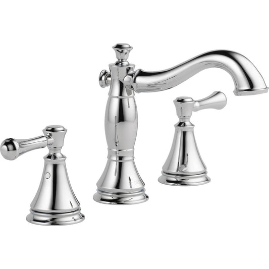 Delta Robinet de salle de bains espacé à deux poignées CASSIDY avec robinet escamotable en métal - Chrome