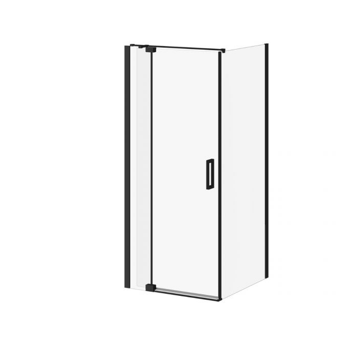 Kalia DISTINK 36" x 77" Pivot Shower Door With 36" Return Panel Clear Glass - Matte Black
