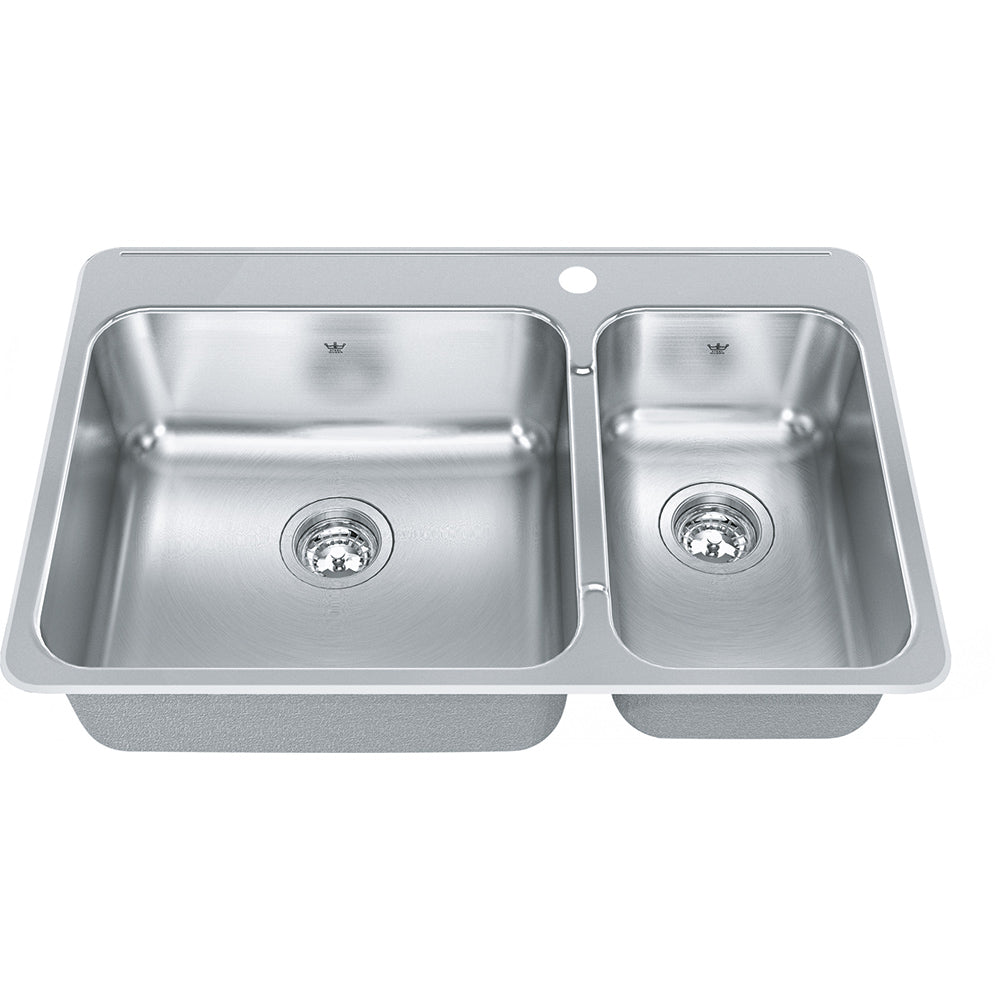 Kindred 31.25" x 20.5" 1-Hole Double Bowl Drop-in 20 Gauge Kitchen Sink Stainless Steel