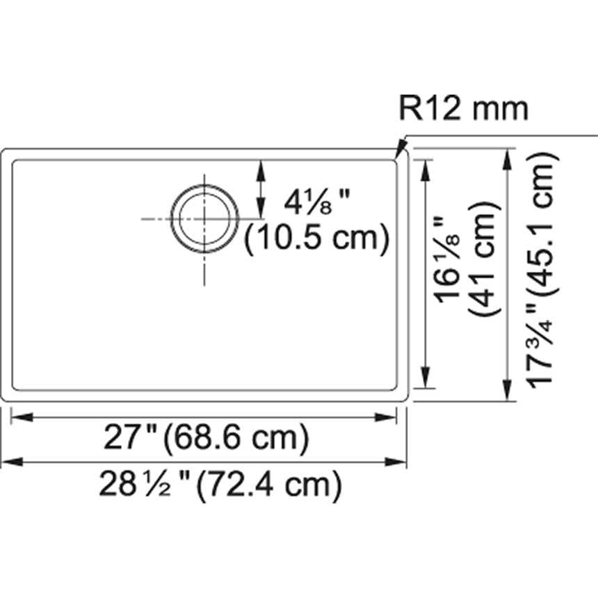 Franke Cube 28.5" x 17.75" 1 Bowl Undermount Kitchen Sink Stainless Steel