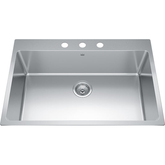 Kindred Brookmore 30.87" x 20.87" Drop in Single Bowl Stainless Steel Kitchen Sink (3 Hole Cut)