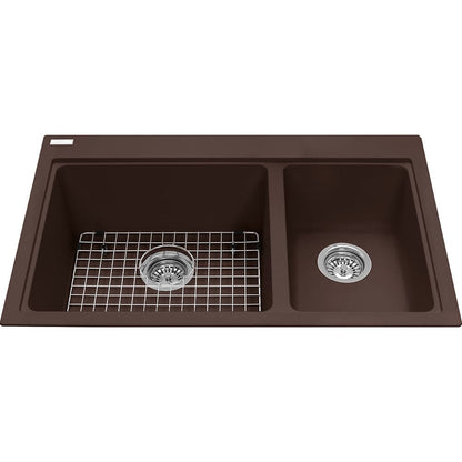 Kindred Mythos 31.56" x 20.5" Double Bowl Drop-in Kitchen Sink Granite Espresso