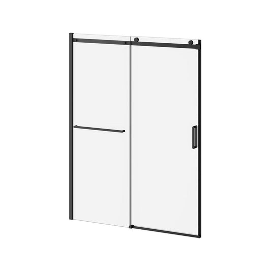 Porte de douche coulissante Kalia SPEC Koncept-II 60" x 77" avec barre à serviettes et verre transparent - Noir mat