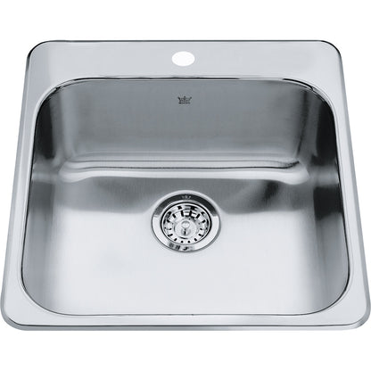 Kindred Steel Queen 20" x 20.5" Drop-In Single Bowl Kitchen Sink Stainless Steel
