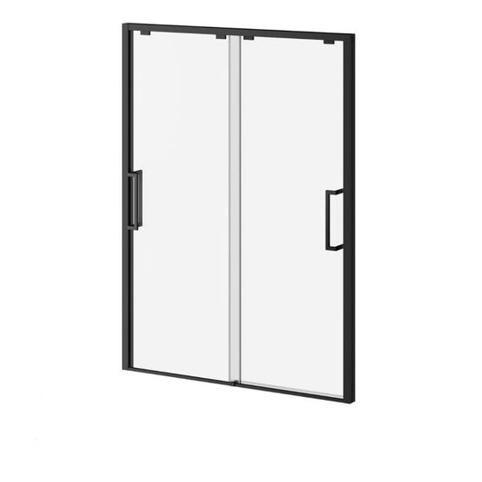 Kalia IKONIK 60" x 79" Bypass Sliding Shower Door With Duraclean Glass Alcove Installation One Mobile Panel With Jambs- Matte Black