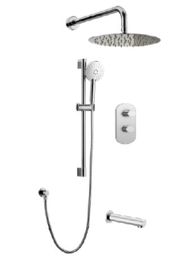 Streamline Cavalli CAVKIT22 Thermostatic Shower Kit With 10" Round Shower Head Round Hand Shower and Round Tub Spout