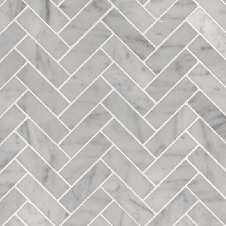 MSI Carrelage pour dosseret et mur Carrara Blanc 1x3 Carreau de mosaïque poli à chevrons 12" x 12"