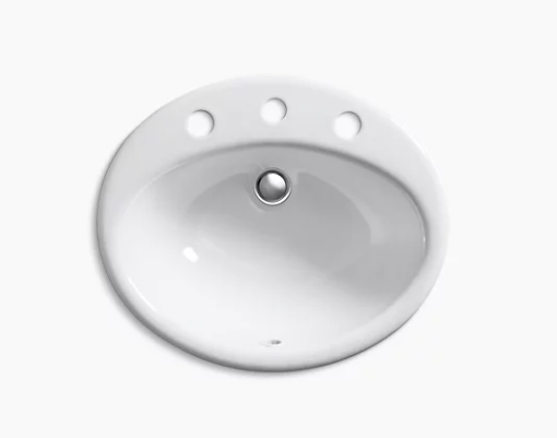 Kohler Farmington Drop-In Bathroom Sink With 8" Widespread Faucet Holes