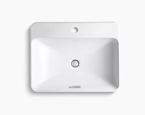 Lavabo de salle de bain vasque rectangulaire Vox de Kohler avec trou de robinet unique, blanc