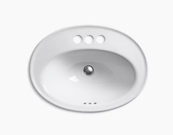 Kohler Serif Drop-In Bathroom Sink With 4" Centerset Faucet Holes