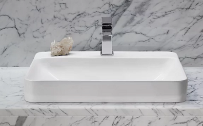 Kohler Vox Rectangle Vessel Bathroom Sink With Single Faucet Hole - White
