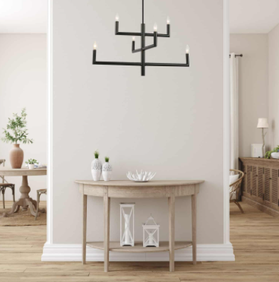 Dainolite 6LT Chandelier in Matte Black