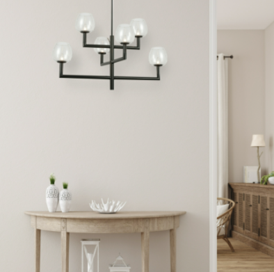 Dainolite 6LT Chandelier in Matte Black