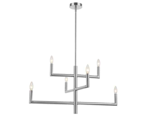 Dainolite 6LT Chandelier in Polished Chrome