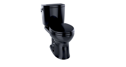 Toto Drake II Two-piece Toilet, Round Bowl, 1.0 GPF Seat Height 17.25" Total Height 30" (Seat Sold Separately) -Ebony