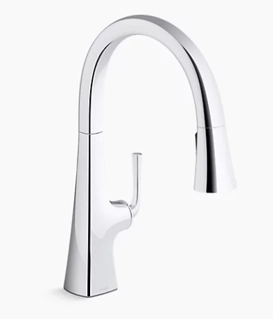 Kohler Graze Pull-Down Kitchen Sink Faucet With Three-Function Sprayhead - Chrome