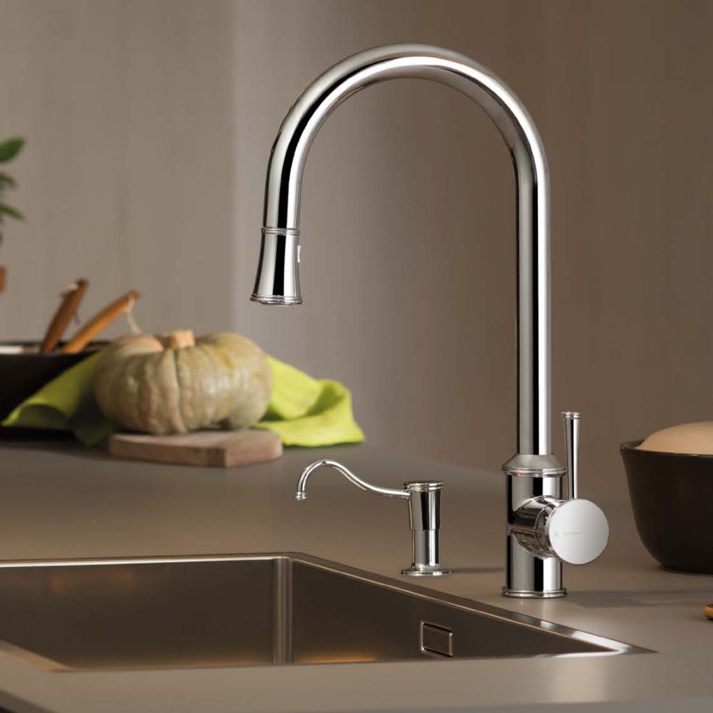 Streamline Newform Kitchen REAL Kitchen Faucet Single Lever with Swivel Spout and Double Jet Pull-Out Hand Shower