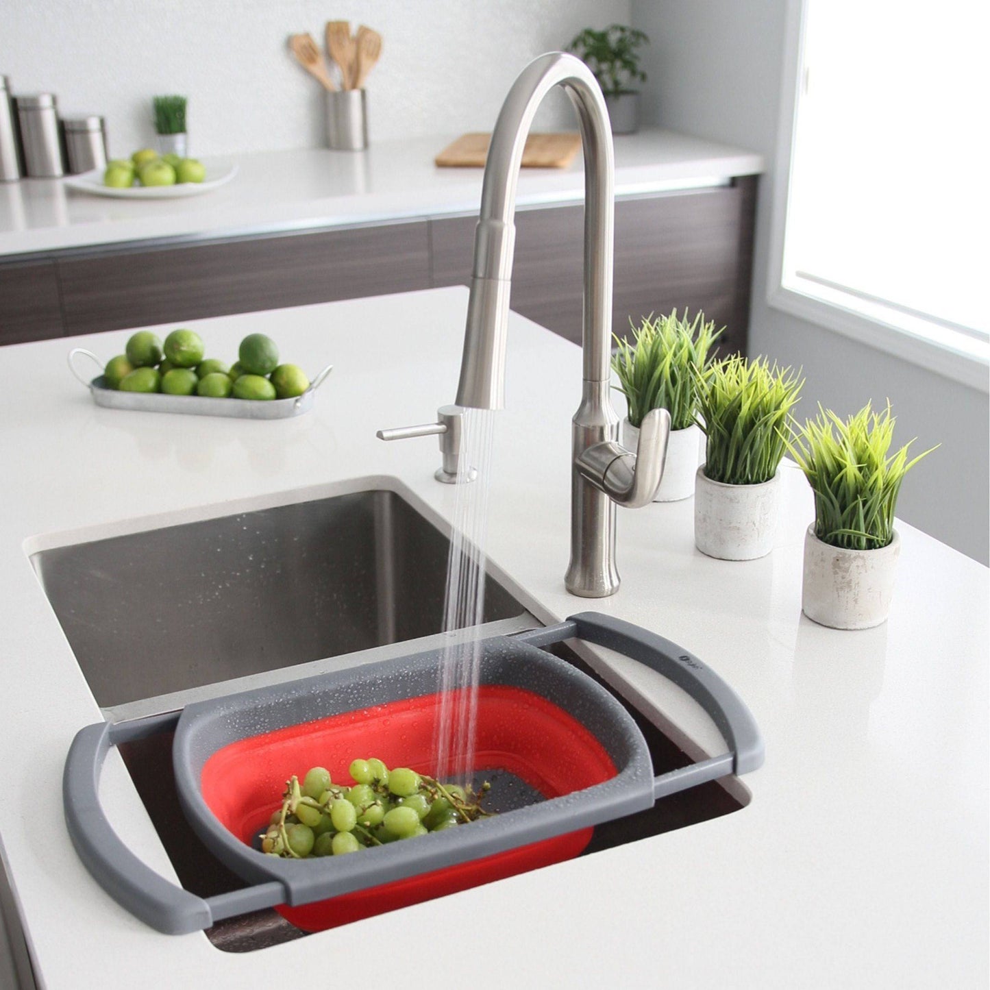 Stylish 13" Collapsible Over the Sink Colander A-905