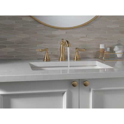 Delta Robinet de salle de bains espacé à deux poignées CASSIDY avec robinet escamotable en métal - Champagne Bronze