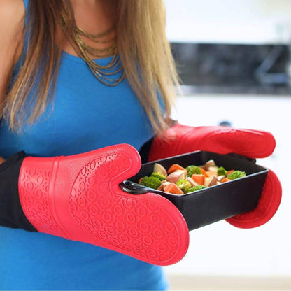 Stylish Heat Resistant Silicone Oven Mitts A-901-RED - Renoz