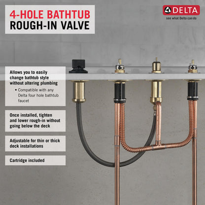Delta Two Handle Flexible Mount with Hand Shower Tub Filler Rough In Valve
