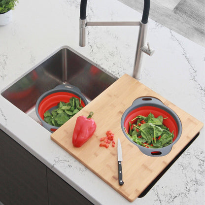 Stylish 16" Over The Sink Large Cutting Board With Colander Set A-907