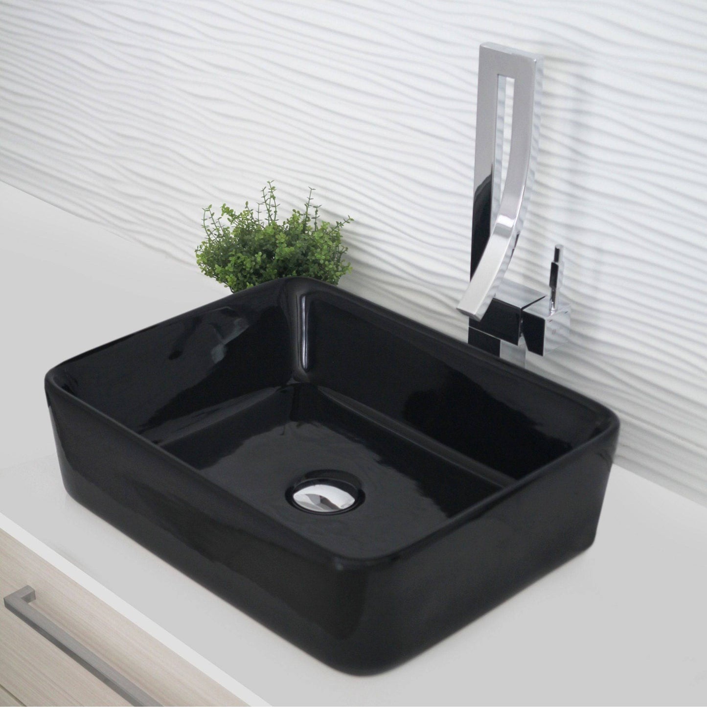 Stylish Bold 18.75" x 14.5" Rectangular Vessel Bathroom Sink Black P-223N - Renoz