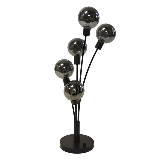 Dainolite 5 Light Incandescent Table Lamp Black Finish with Smoked Glass - Renoz