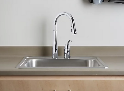 Kohler Simplice Two-Hole Kitchen Sink Faucet With 16-1/8" Pull-Down Swing Spout, Docknetik Magnetic Docking System, And A 3-Function Sprayhead Featuring Sweep Spray - Polished Chrome