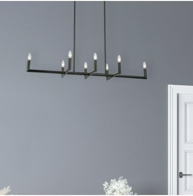 Dainolite 8LT Horiz Chandelier in Matte Black