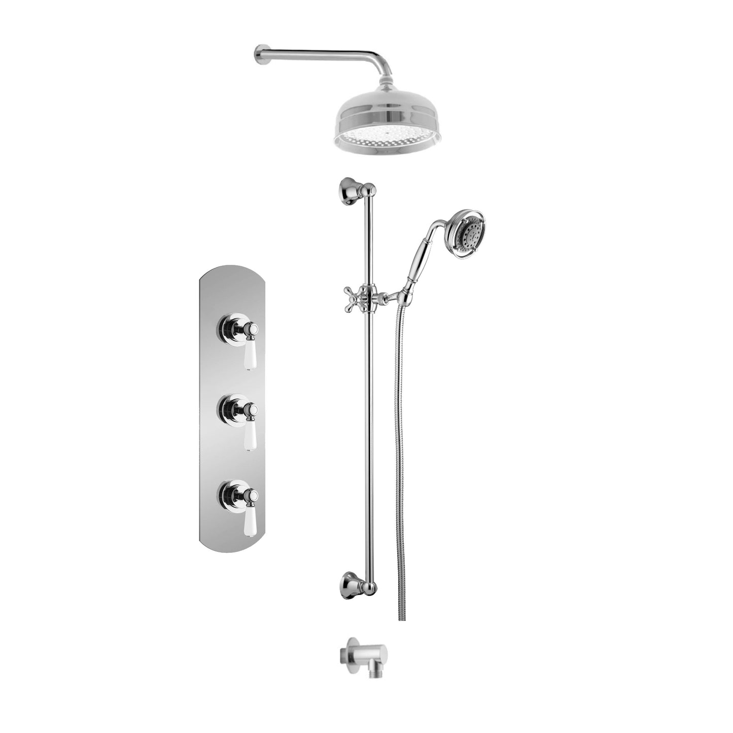 Aquadesign Products Kit de douche (Regent 3711RL) - Chrome avec poignée blanche