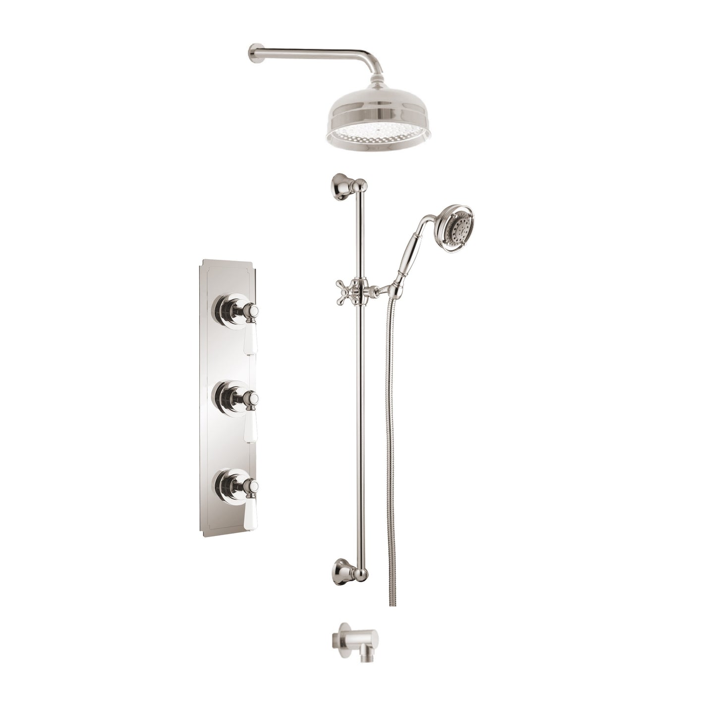 Aquadesign Products Shower Kit (Regent 3712RL) - Polished Nickel w/White Handle