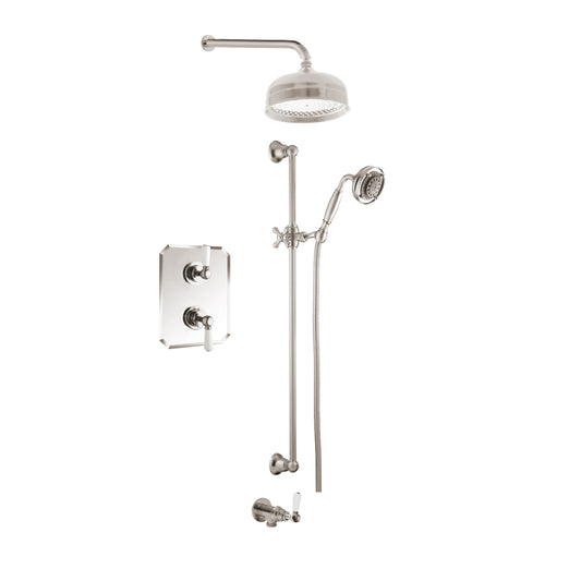 Aquadesign Products Shower Kit (Regent 37RL) - Brushed Nickel w/White Handle