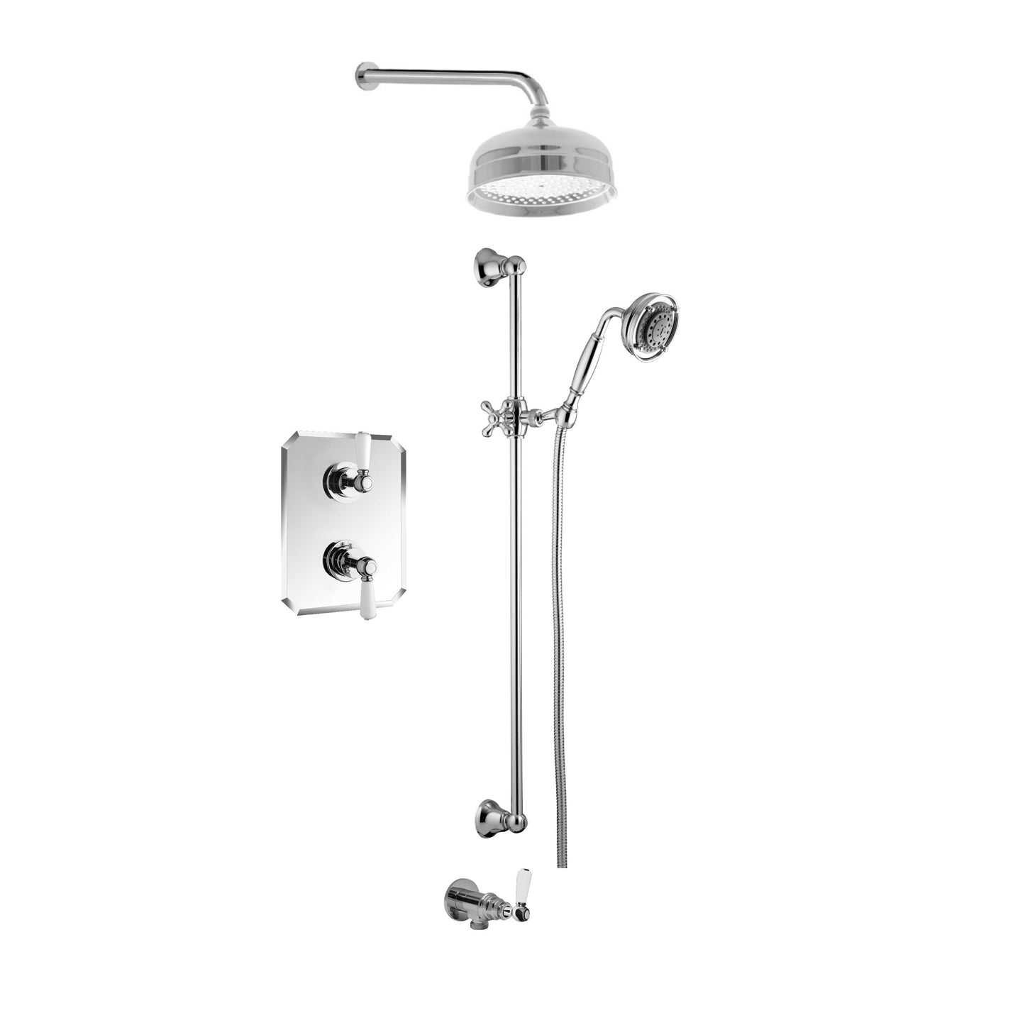 Aquadesign Products Kit de douche (Regent 37RL) - Chrome avec poignée blanche